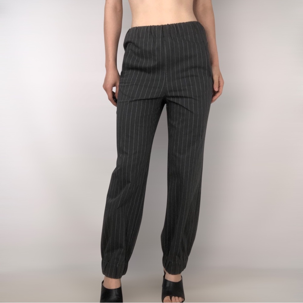 Ganni Pinstripe Suit Pants‎ Stretch Taper Gray Size EUR 34/US 4